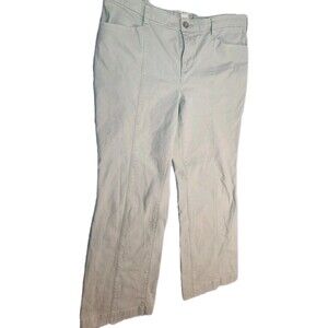 Duluth Pants Women 14x31 Beige Green Stretch Pockets Boot Leg Hiking Pants